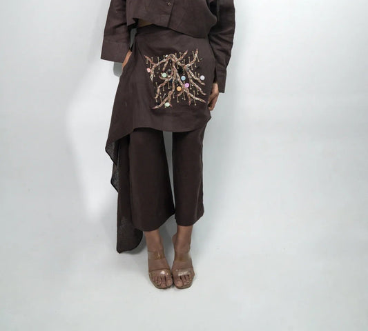 Espresso Embroidered Co-ord Set - Pant Only
