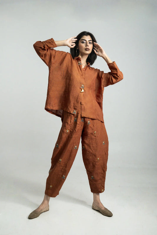 Rust Embroidered Co-ord Set