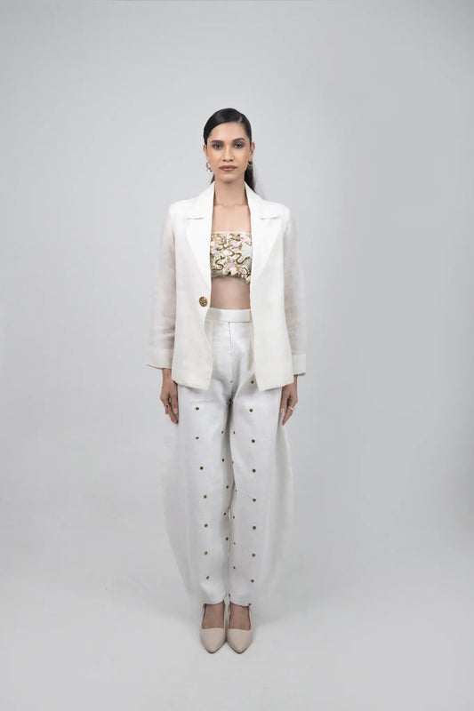 Ivory Blazer Co-ord Set with Bustier