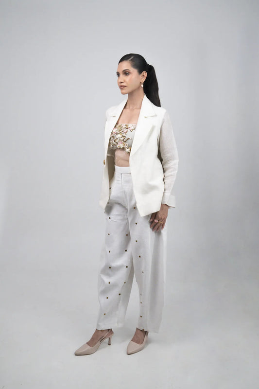 Ivory Blazer Co-ord Set with Bustier