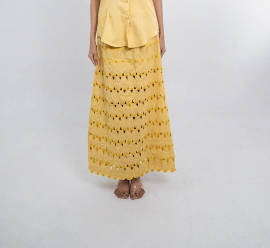 Sunshine Yellow Crochet Co-ord Set - Skirt Only
