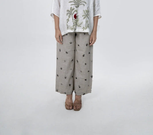 White Botanical Co-ord Set - Pant Only