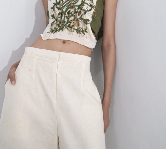 White Embellished Co-ord Set - Pant Only