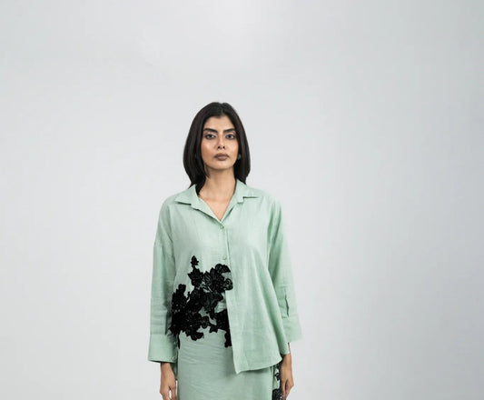 Mint Floral Co-ord Set - Shirt Only
