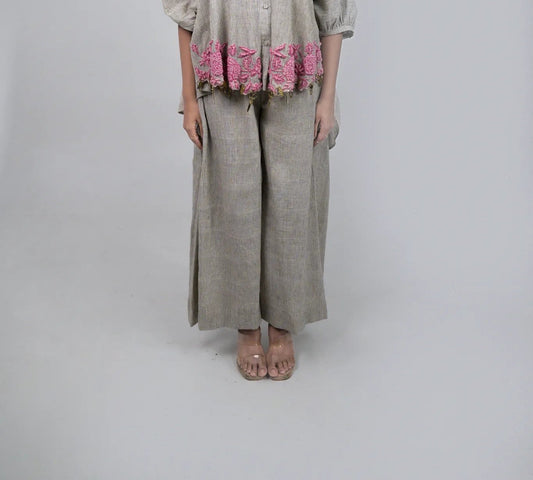 Cream Embellished Co-ord Set - Pant Only