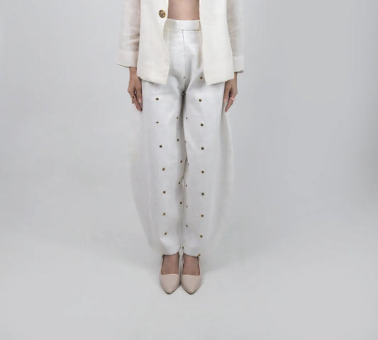 Ivory Blazer Co-ord Set with Bustier - Pant Only