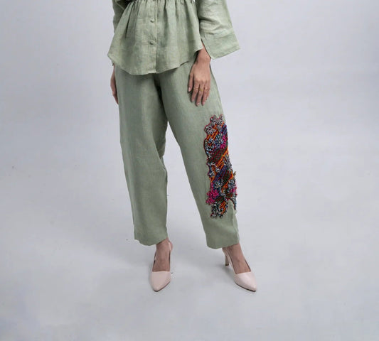 Sage Embroidered Co-ord Set - Pant Only