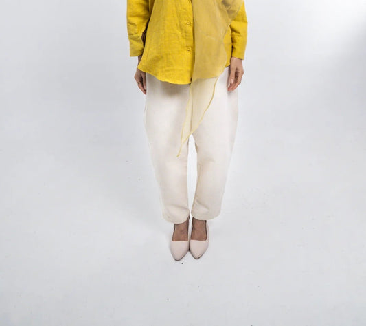 Yellow One-Shoulder Shirt Co-ord Set - Pant Only