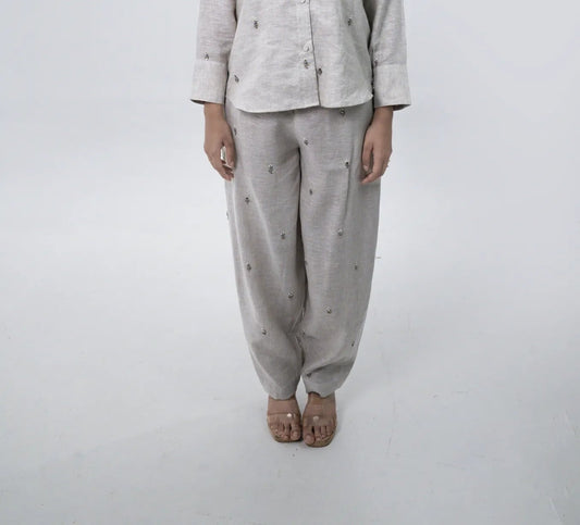 Oat Beaded Two-Piece Co-ord Set - Pant Only