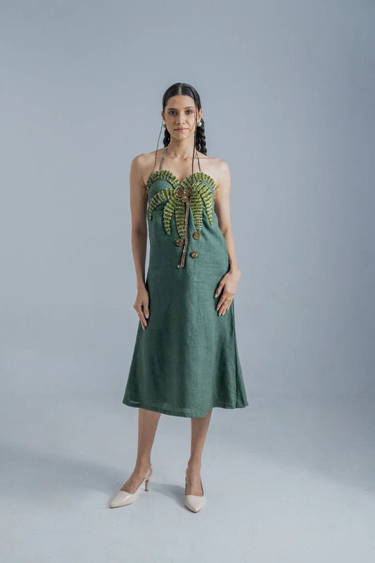Forest Green Embroidered Dress