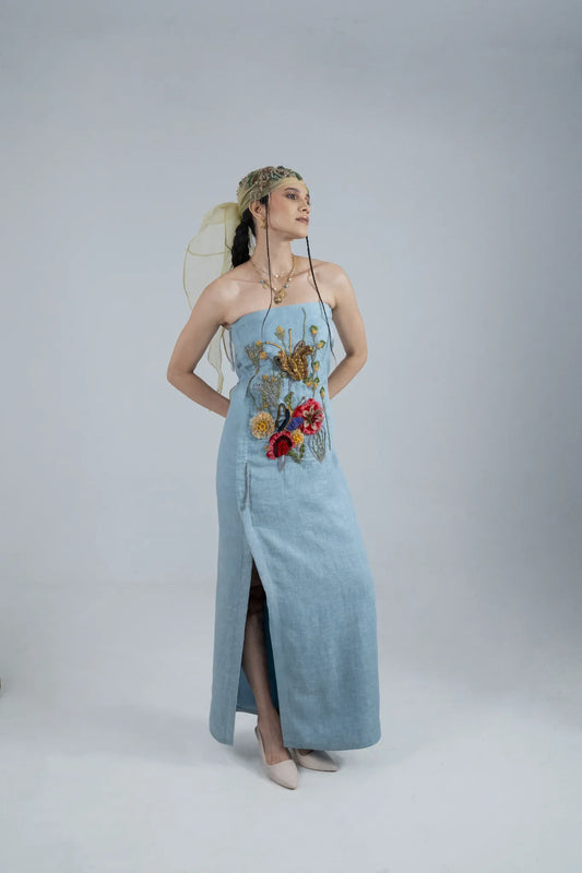 Sky Blue Floral Dress