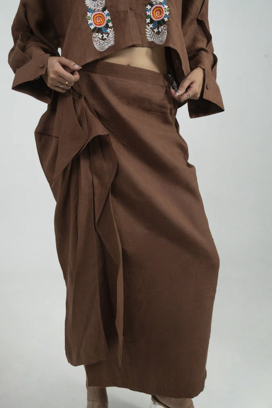Chocolate Embroidered Co-ord Set