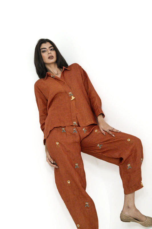 Rust Embroidered Co-ord Set