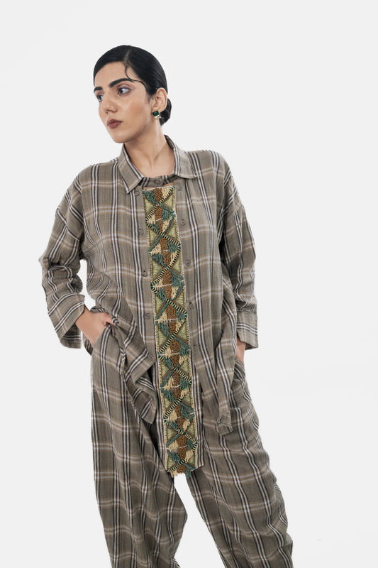 Beige Check Co-ord Set