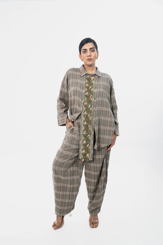 Beige Check Co-ord Set