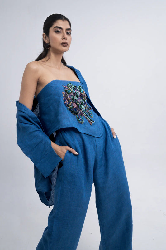 Powder Blue Embellished Bustier